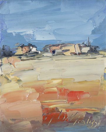 SCATIZZI SERGIO Lucca 1918 - Firenze 2009 Paesaggio olio su tavola 50x40 cm...