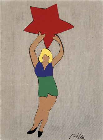 LODOLA MARCO Dorno (Pv) 1955 Pin up smalti su tela grezza 80x60 cm firma in...