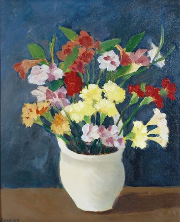 DARZINO BRUNO Treviso 1922 - 1984 Vaso di fiori olio su tela 60x50 cm firma...