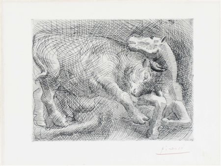 PICASSO PABLO Malaga 1881 - Mougins 1973 Taureau attaquant un Cheval 1921...