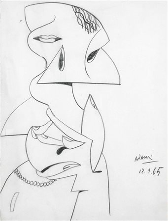 ADAMI VALERIO Bologna 1935 senza titolo 1965 disegno a carboncino su carta...