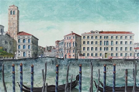 CAPUTO TONINO Lecce 1933 Rio da Cannareggio olio su tela 120x150 cm firma in...