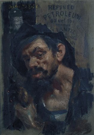 DA MOLIN ORESTE Padova 1856 - 1921 Ritratto tecnica mista su carta 36x25 cm...