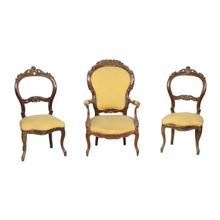 Poltrona e due sedie Luigi Filippo