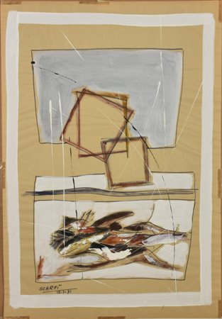 Attilio Scarfi SENZA TITOLO tecnica mista su carta 72x50 firma e data sul...