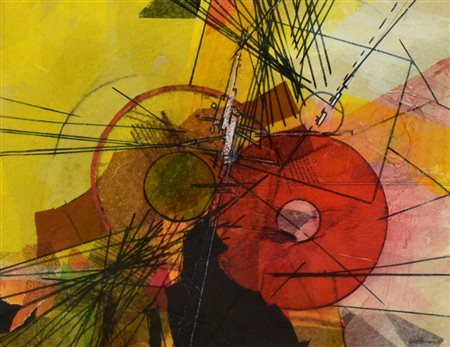 Loris Ferrari COMPOSIZIONE collage e acquerello su cartoncino, cm 39,5x50,5