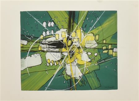 Loris Ferrari COMPOSIZIONE tempera e gesso su carta, cm 30x36 firma e data...