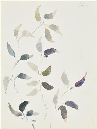 Albino Galvano FOGLIE acquarello su carta, cm 40x30 firma e data eseguito nel...