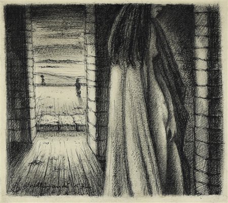 Enrico Allimandi PENSIERI china e matita su carta, cm 27x30 firma e data...