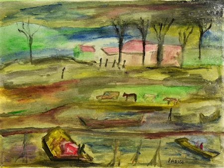 Claudio Parigi OMAGGIO A MARQUET tempera e vernice su tela, cm 30x40 firma...