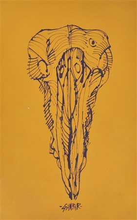 GIANBAR (Gianni Baretta) SENZA TITOLO tecnica mista su cartone, cm 37,5x24...