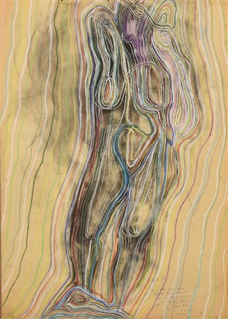 Giovanni Bee COMPOSIZIONE pastello ad olio e gessetto su carta, cm 70x50...