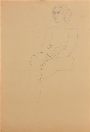 Corvo Ponte RITRATTO FEMMINILE matita su carta, cm 70x50 retro: firma e...