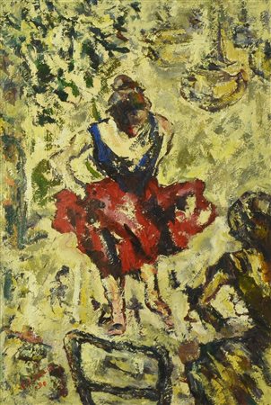 Francesco Cella DANZATRICE olio su tela, 60x40cm firma sul retro: firma e...