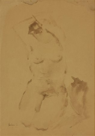 Federico Boriani NUDO FEMMINILE acquarello su carta, cm 34x24 firma e data...