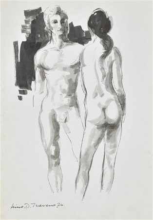 Nino Traverso NUDI tecnica mista su cartoncino, cm 49x35 firma e data...