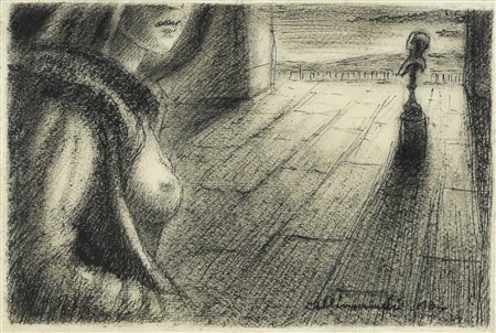 Enrico Allimandi CHIARO DI LUNA china e matita su carta, cm 21x31 firma e...