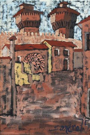 Sandro CASTELLO tecnica mista su tela, cm 60x40 firma e data eseguita nel 1975