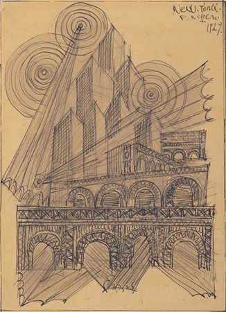 Fortunato Depero "Grattacieli e subways" 1929
matita e china su carta
cm 26,5x19