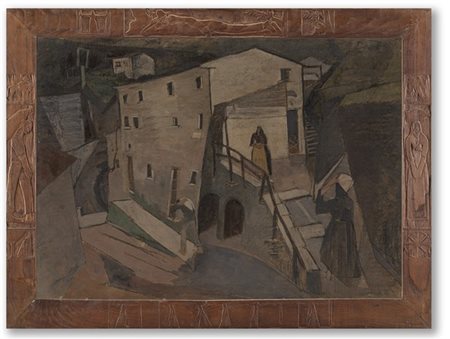 Lorenzo Viani "Il mulino di Giustagnana" 1920
olio su cartone applicato su compe