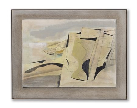 Ben Nicholson "Dec 58 (Mousehole Cornwall)" 1958
olio magro, matita e tecnica mi