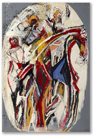 Marino Marini "Petite composition équestre II" 1952
tecnica mista su carta intel