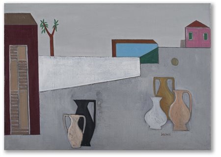 Atanasio Soldati "Paese" 1945-46
olio su tela
cm 33x46,5
Firmato in basso a dest