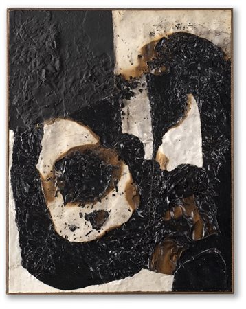 Alberto Burri "Combustione" 1957acrilico, carta, vinavil, combustione su carton
