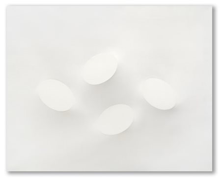 Turi Simeti "4 ovali bianchi" 1996
acrilico su tela sagomata
cm 130x160
Firmato