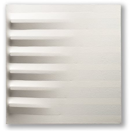 Agostino Bonalumi "Bianco" 1980
tela estroflessa e tempera vinilica
cm 50x50
Fir