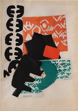 Giuseppe Capogrossi "Superficie CP/327" 1963 circa
tempera e collage su carta
cm