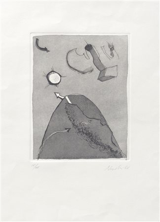 Gastone Novelli Il grande meccanico, 1966;Acquatinta su carta, 64,5 x 49,5 cm...
