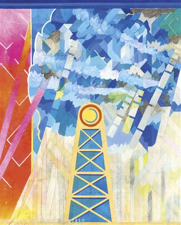 Giorgio Azzaroni (Bologna 1939 – 2009) Moderno Sud Occidentale, 1968;Olio su...