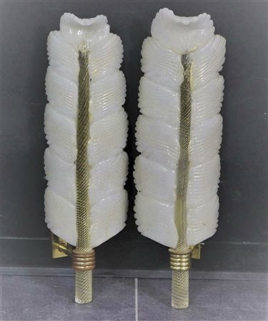 Vetreria Barovier Seguso Ferro Due appliques, Anni ‘30;in vetro pulegoso,...