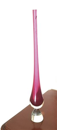 Luciano Gaspari Vaso monofiore;in vetro sommerso su piede in cristallo e...