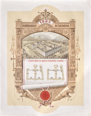 - Biglietto di esenzione dagli auguri della città di Innsbruck 1880;Progetto...