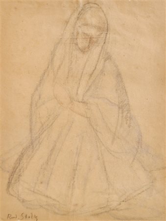 Rudolf Stolz (Bozen/Bolzano 1874 /Sexten/Sesto 1960) Madonna;Carboncino, 50 x...