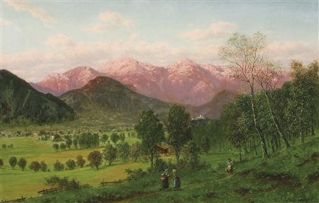Josef von Schlögl (Wien/Vienna 1841 – Meran/Merano 1918). Vista su Aschau e...