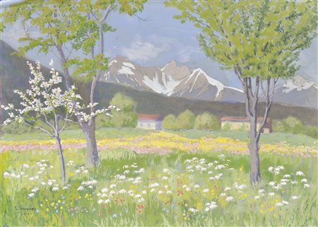 Lila Gruner (Guntramsdorf 1870 –Wien/Vienna 1950) Prato primaverile presso...