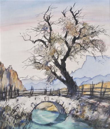 Rolf Regele (Bozen/Bolzano 1899 – 1987) Paesaggio in Val D’Adige con...