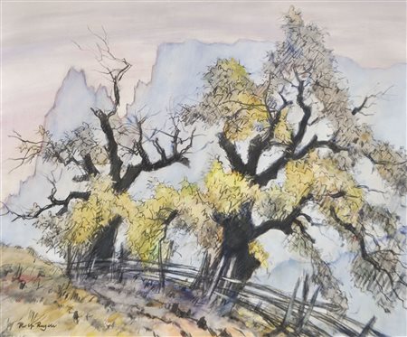 Rolf Regele (Bozen/Bolzano 1899 – 1987) Sciliar; Olio e carboncino su...