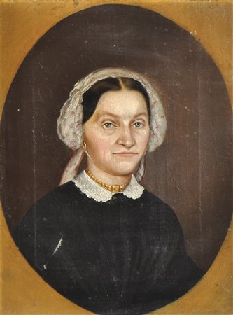 Monogrammist SH/Monogrammista SH Coppia borghese, 1855;Due dipinti ad olio su...