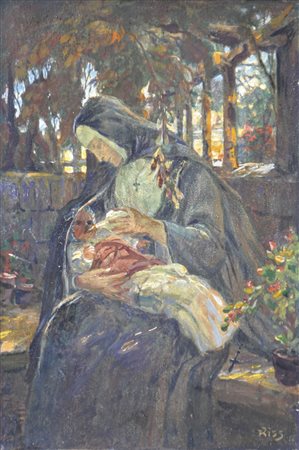 Thomas Riss (Haslach, Stams 1871 – Innsbruck 1959) Giardino di un ospizio per...