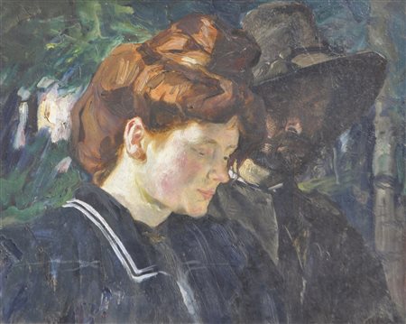 Thomas Riss (Haslach, Stams 1871 – Innsbruck 1959) Doppio ritratto;Olio su...