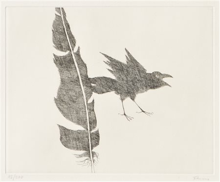 Paul Flora (Glurns/Glorenza 1922 – Innsbruck 2009) Corvo e penna,...