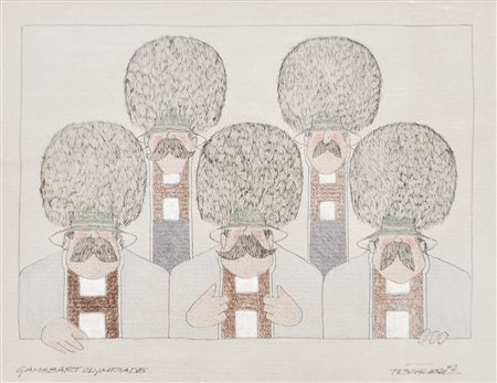 Pepi Tischler (* Latsch/Laces 1942) Gamsbartolympiade, 2002;China, matite...