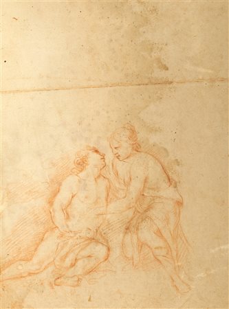 Attribuito a Guillaume Courtois (Saint - Hippolyte 1628-Roma 1679) - Studio di Venere e Adone (recto); e Studio di sacerdote con turibolo e figura di giovanetto (verso)