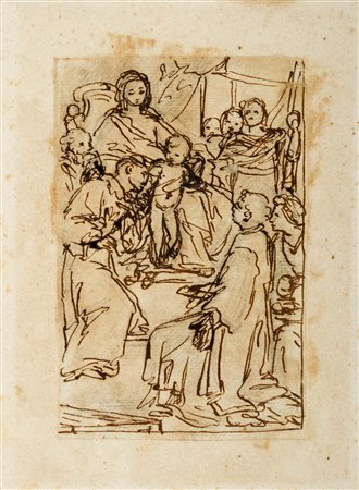 Pietro Antonio de Pietri (Novara 1663-Roma 1716)  - Madonna in trono con Bambino tra santi
