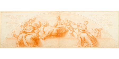 Pittore accademico del secolo XVIII, da Raffaello - Studio da una lunetta delle Stanze di Raffaello