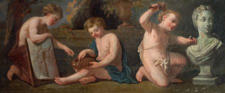 Scuola francese, secolo XVIII - Allegoria della pittura e della scultura